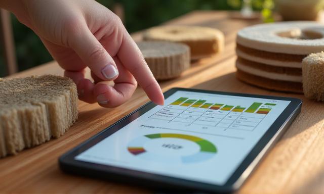 Close up of sustainable material samples being analyzed
